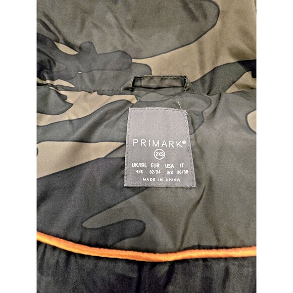 Primark Jacket Womens 0/2 Camouflage Puffer Camo Green Black Quilted Winter Coat - Picture 5 of 12